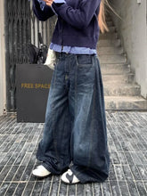 Threebooy Y2K Fashion New Letters Embroidered Washed Baggy Jean Women Gothic Harajuku Vintage Hip Hop Pop Casual High Waist Wide Leg Pants